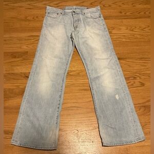 GAP 1969 Blue Boot Fit Button Fly Jeans Vintage Wash. Intentional distressing